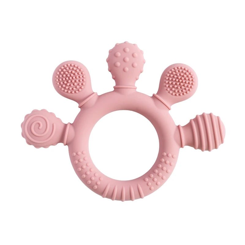 Baby Silicone Teether Toy - BPA Free Dental Chew Ring Bracelet for Infant Teething Relief and Kids Gift