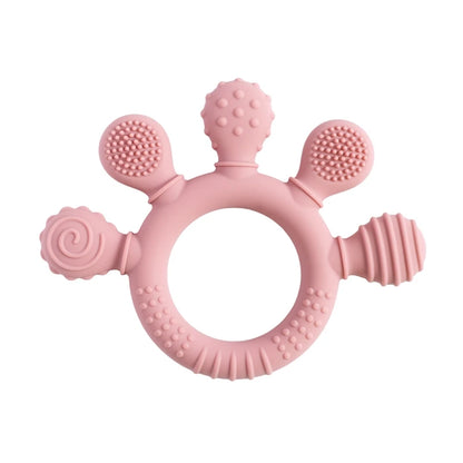 Baby Silicone Teether Toy - BPA Free Dental Chew Ring Bracelet for Infant Teething Relief and Kids Gift