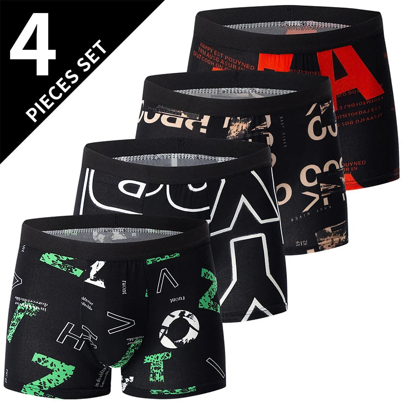 4/10 Pack Men's & Teen Boys' Boyshort Underwear – Comfy Elastic Waist, Parent-Child Matching, Multi-Size Fashion Shorts