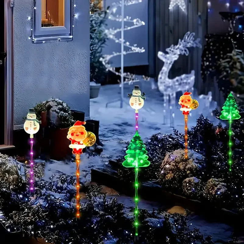 6PCS Solar Powered Christmas Stake Lights – Waterproof LED Outdoor Garden & Walkway Holiday Decorations