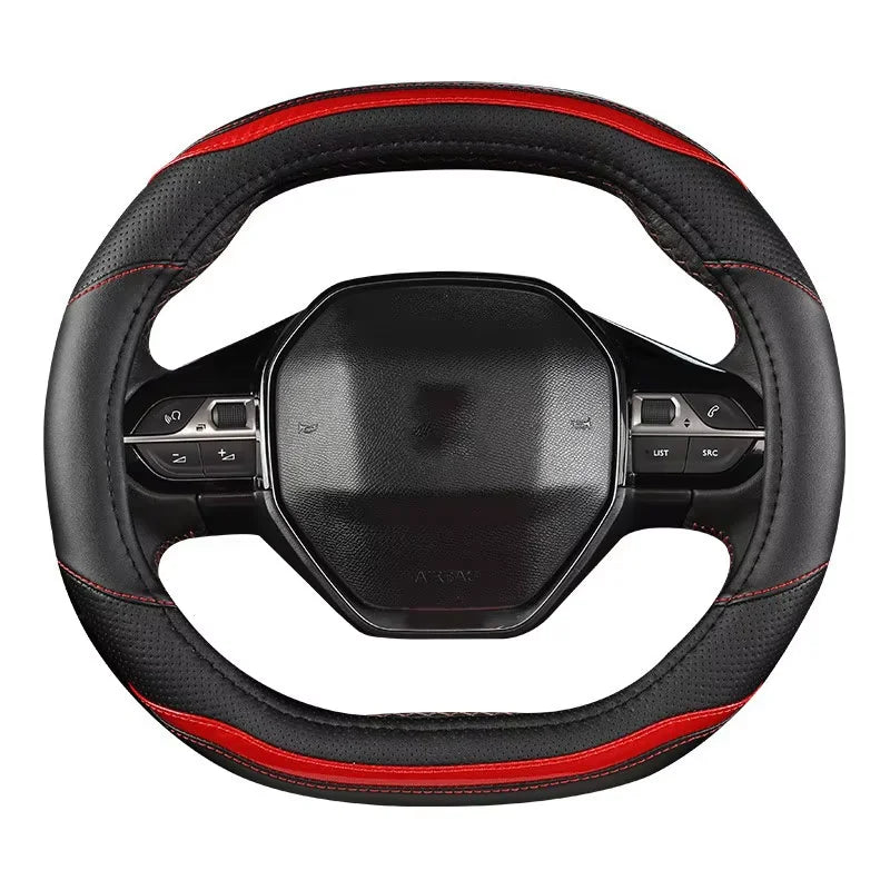 Peugeot 3008/4008/5008 Carbon Fiber & PU Leather Steering Wheel Cover — Car Interior Accessory