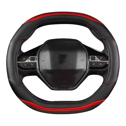 Peugeot 3008/4008/5008 Carbon Fiber & PU Leather Steering Wheel Cover — Car Interior Accessory