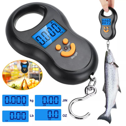 50Kg Portable Digital Hanging Scale - High Precision LCD Electronic Fishing Weight Scale with Backlight