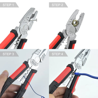 Toolour 8-Inch Multifunctional Pliers - Wire Stripper, Crimper, Cutter & Needle Nose Hand Tool