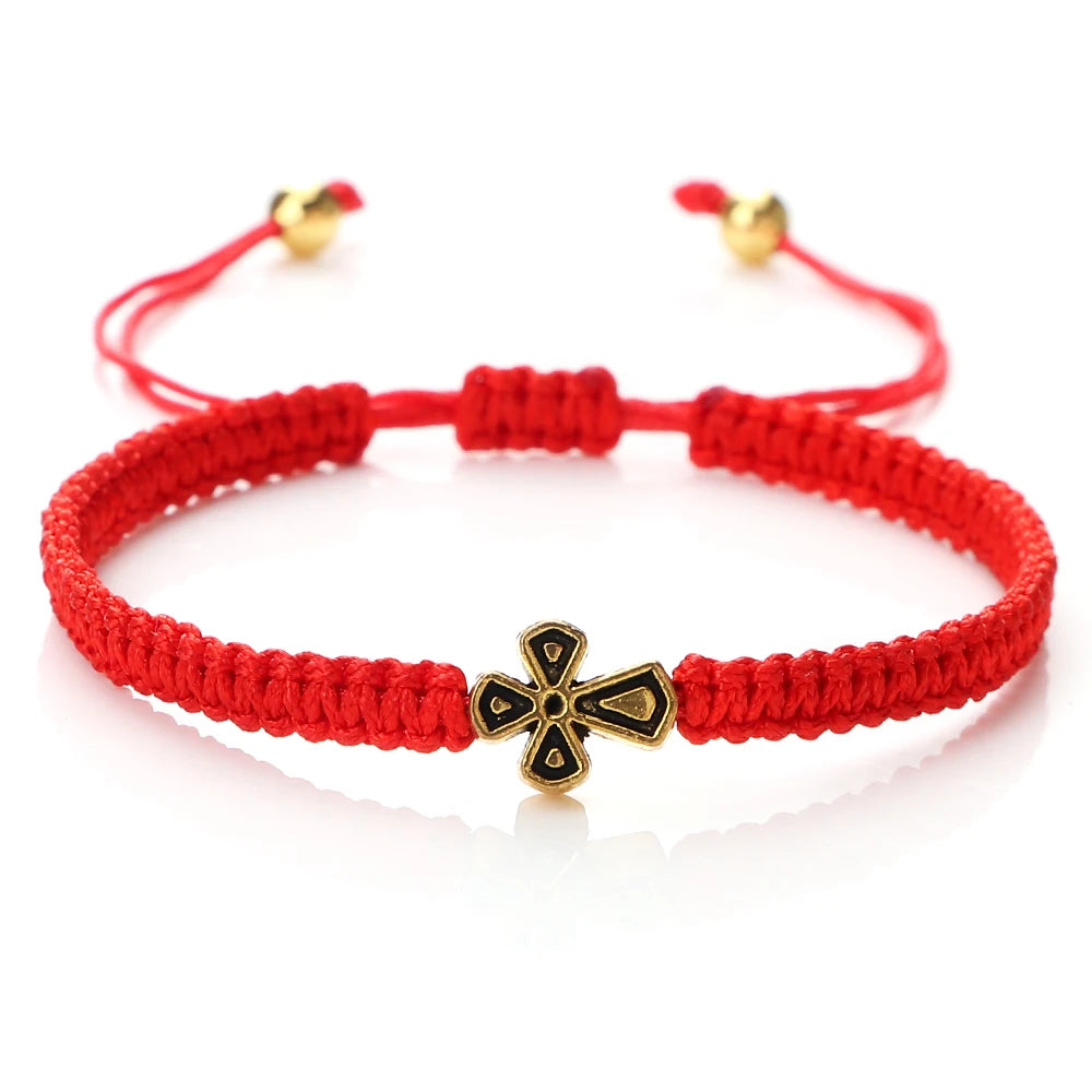 Prayer Cross Rope Bracelet - Handmade Adjustable Nylon Lucky Bangle Jewelry Gift for Women & Men