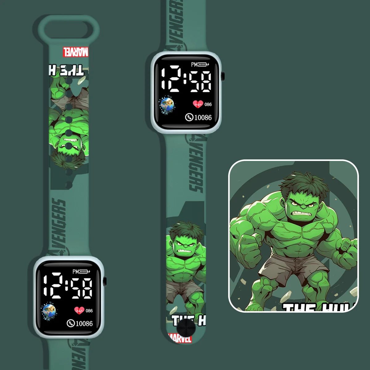 Kids Superhero LED Digital Watch – Spider-Man Iron Man Captain Hero Sports Clock for Boys Student Gift Toy Watch