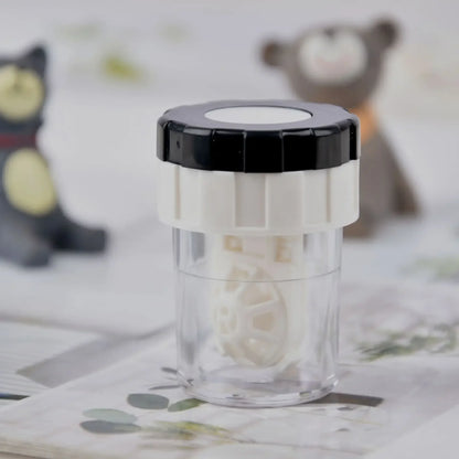 Manual Rotary Contact Lens Cleaner Case – Portable Lens Washing Tool & Storage Container Holder