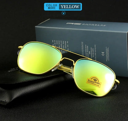 RE Military Aviation Sunglasses — Vintage Titanium Frame Pilot Glasses for Men & Women