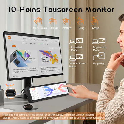 8.8 Inch HDMI Touch Screen Monitor – Long Wide Display with Case, PC Temperature Sensor Panel & Small Extender Monitor