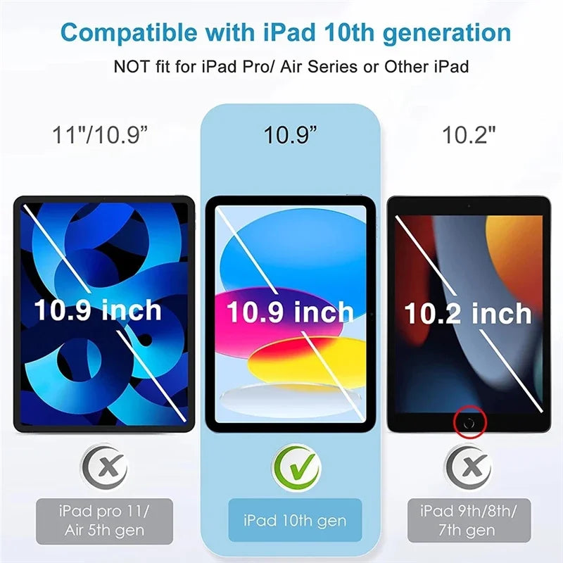 2PCS Glass Screen Protector & Tablet Case for iPad 10th/11th Gen 10.9" 2025 A16 A3354 A3355 A2696 A2757