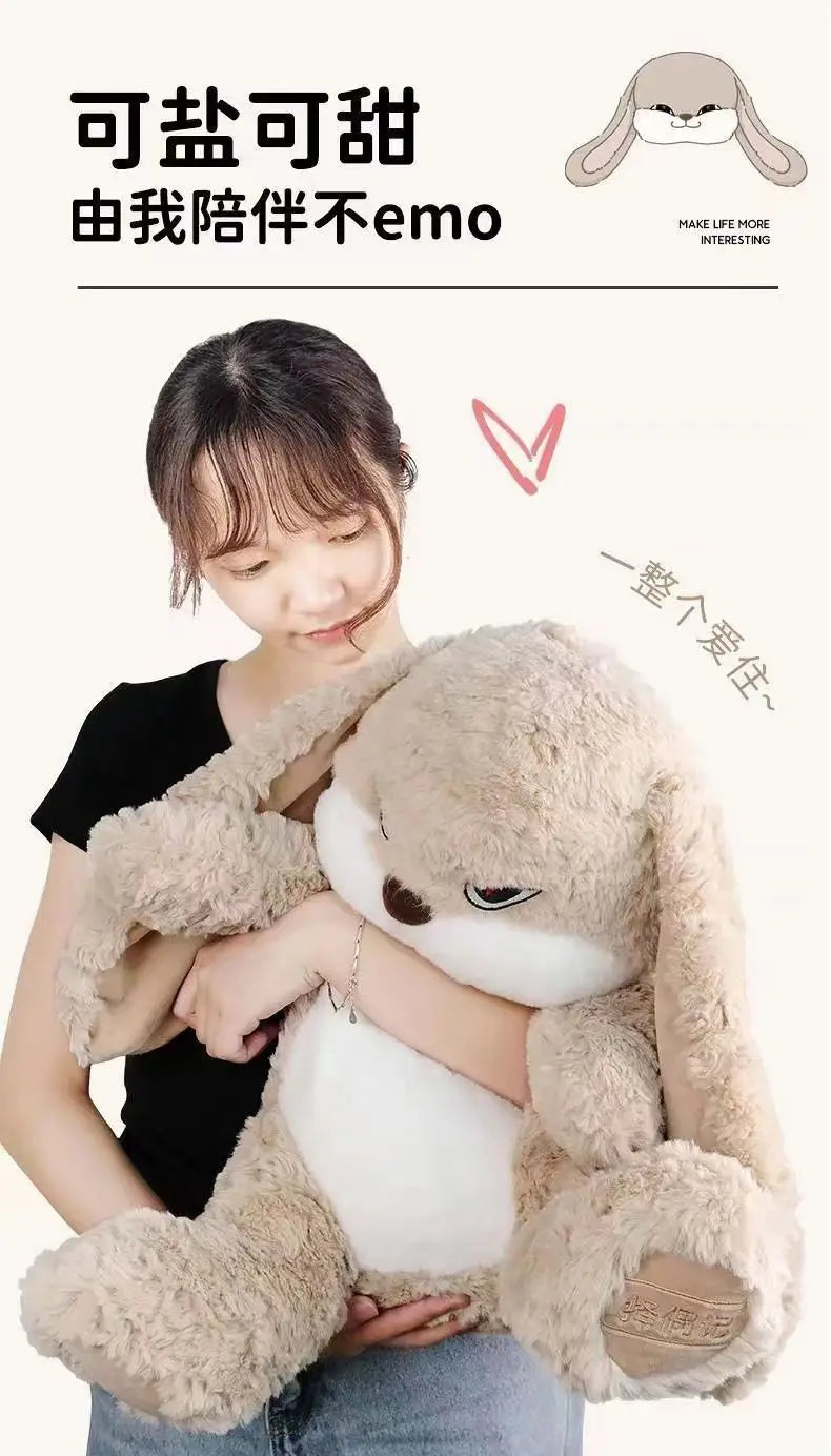 Large Angry Rabbit Plush Toy – Cute Kawaii Stuffed Animal, Soft Doll for Room Decor & Birthday Gift