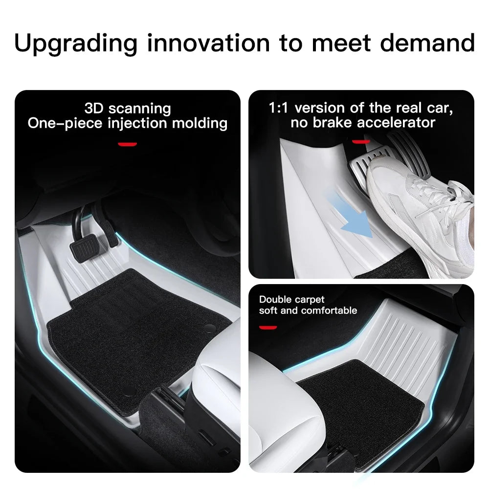 YZ TPE White Foot Pad — Fully-Surrounded Floor Liner for Tesla Model 3 & Model Y (2021–2025) | Waterproof, Non-Slip