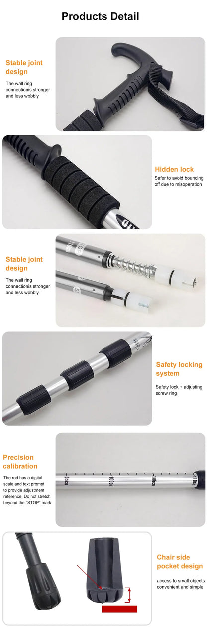 Outdoor Folding Trekking Pole – 4-Section Lightweight Telescopic Walking Stick for Hiking, Camping & Climbing