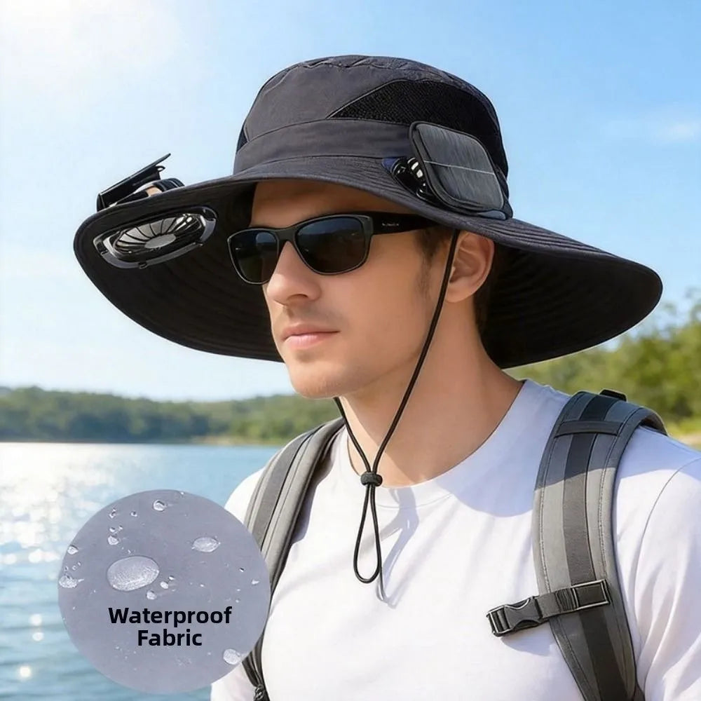 Solar Fan Hat - Breathable 3-Speed Cooling Visor Cap with UV Protection for Fishing & Summer