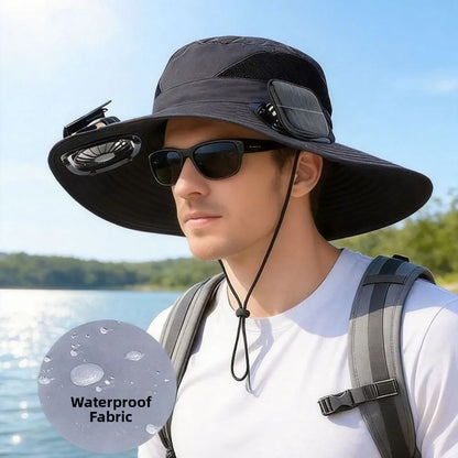 Solar Fan Hat - Breathable 3-Speed Cooling Visor Cap with UV Protection for Fishing & Summer