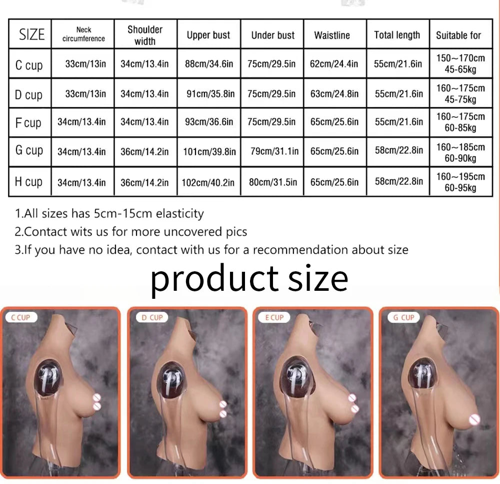 Eyung Silicone Fake Breasts – H Cup Crossdresser & Transgender Bodysuit Breastplate