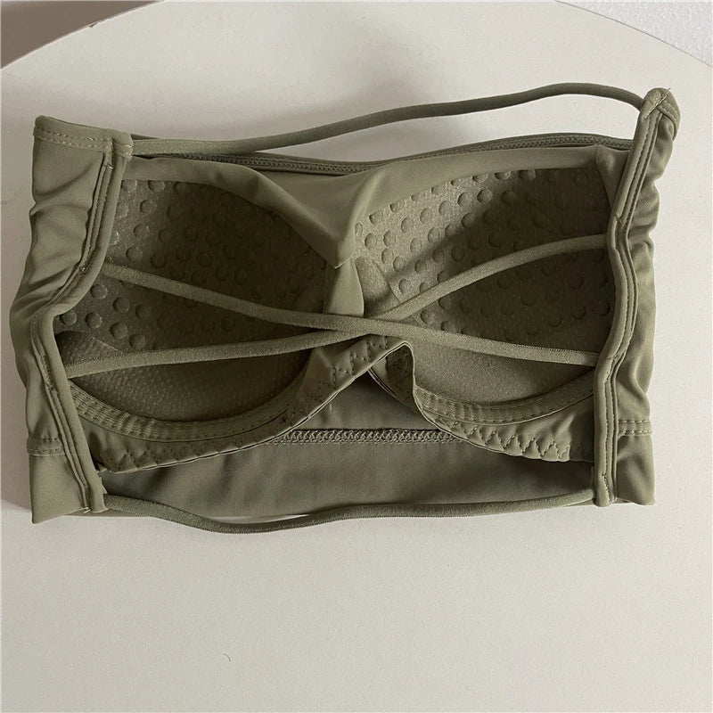 Seamless Ice Silk Tube Top – Strapless Push-Up Bralette for Women, Solid Color Wrap Chest Lingerie