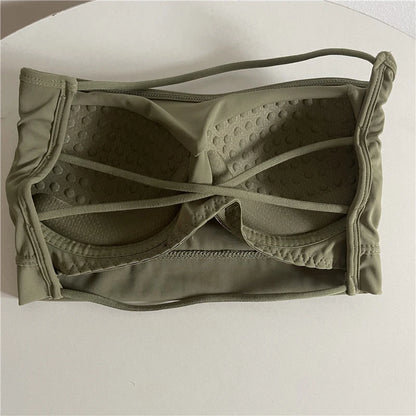 Seamless Ice Silk Tube Top – Strapless Push-Up Bralette for Women, Solid Color Wrap Chest Lingerie