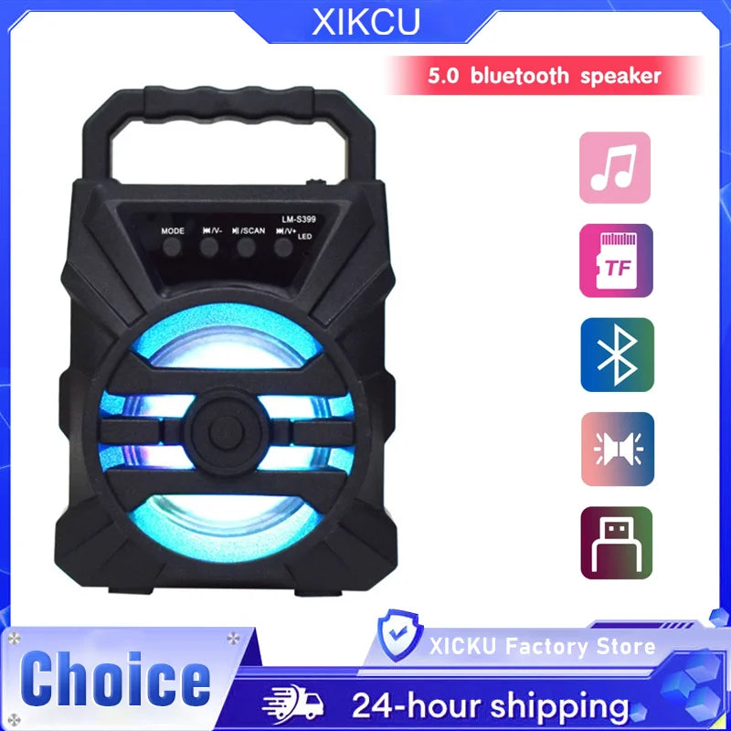 500mAh Bluetooth Speaker – High-Power Sound Box with TF/U-Disk, Karaoke & Handheld Subwoofer for Dancing