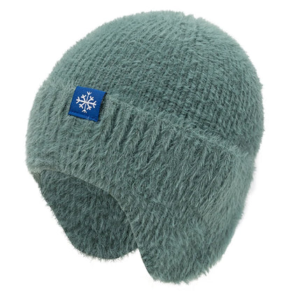 Women’s Earflap Winter Hat – Candy Color Faux Fur Knit Beanie, Kpop Style Streetwear Cap