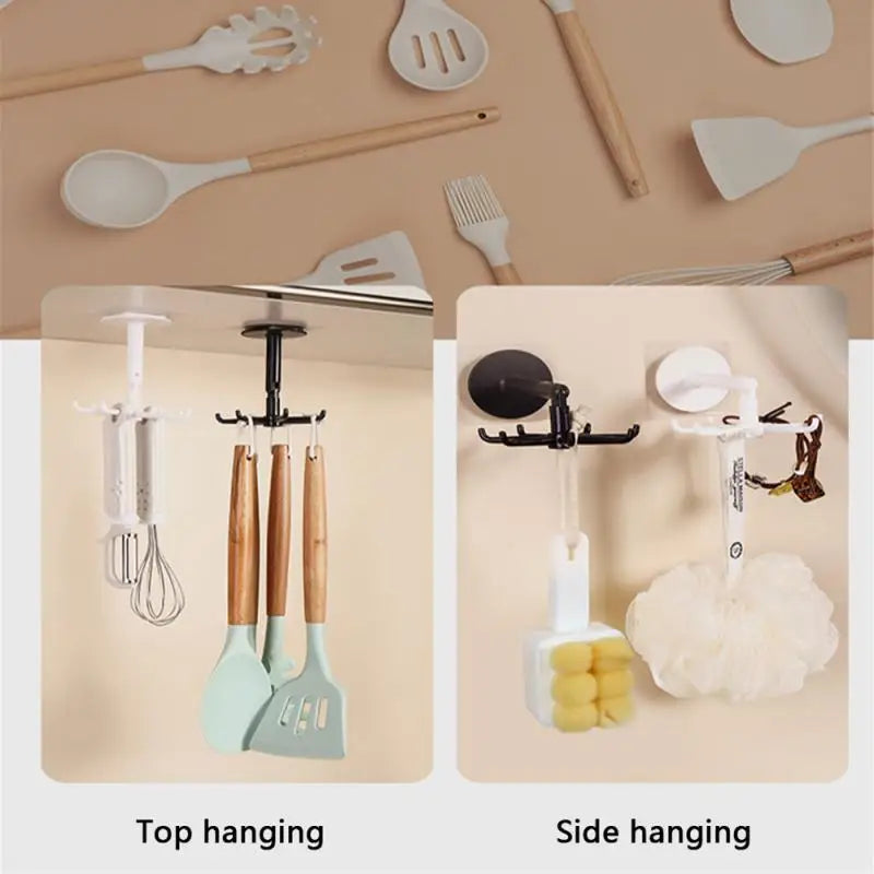 Kitchen 7-Claw Rotatable Hook Rack – 360° Multi-Purpose Spoon & Utensil Hanger, Storage Organizer Accessories