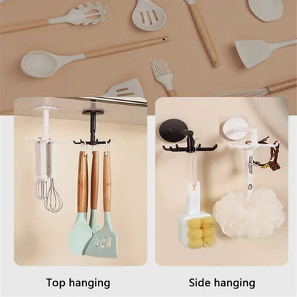 Kitchen 7-Claw Rotatable Hook Rack – 360° Multi-Purpose Spoon & Utensil Hanger, Storage Organizer Accessories