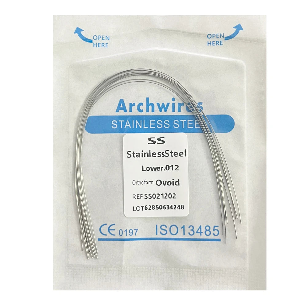 10PCS Dental Orthodontic Arch Wire Set - Stainless Steel Round & Rectangular Dentist Ovoid Form Material