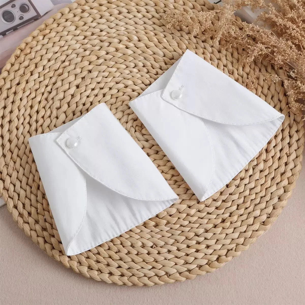 White Detachable Fake Collar - Stripe Lapel Faux Shirt Neckline Accessory for Women