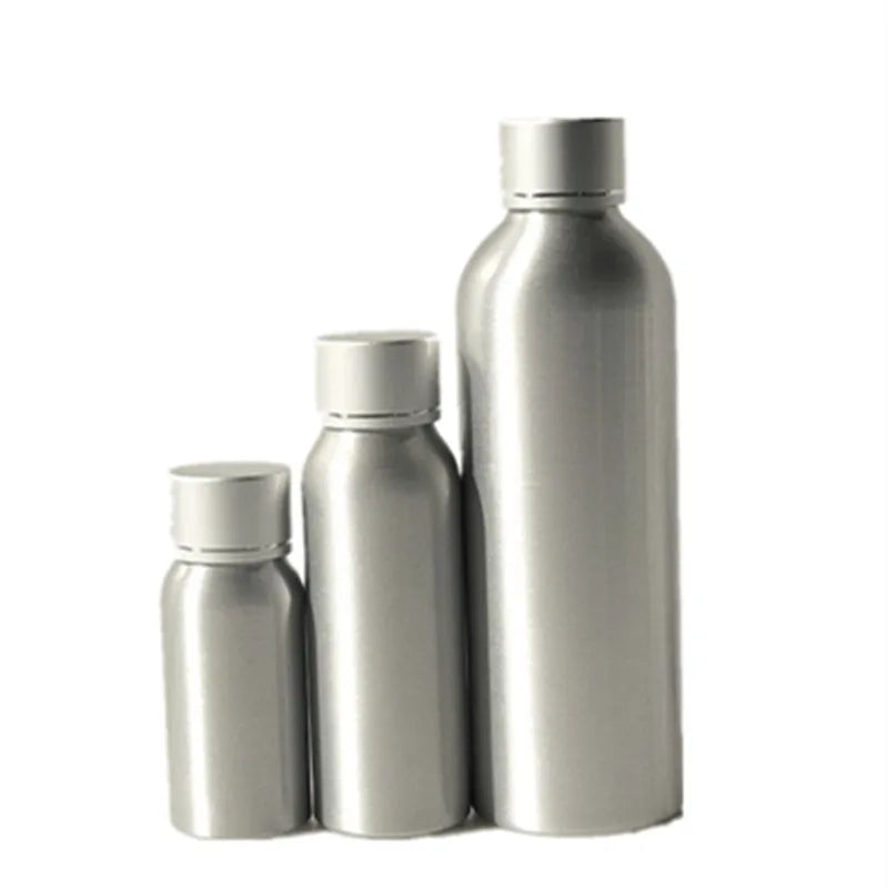 Aluminum Bottle with Cap – Empty Round Silver Metal Bottles 1oz-250ml, Child-Resistant for Liquids & Essential Oils