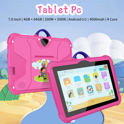New Cartoon Pattern Kids Tablet – 7 Inch, Quad-Core, 4GB RAM, 64GB ROM, Android Learning & Education Games, Children's Gift