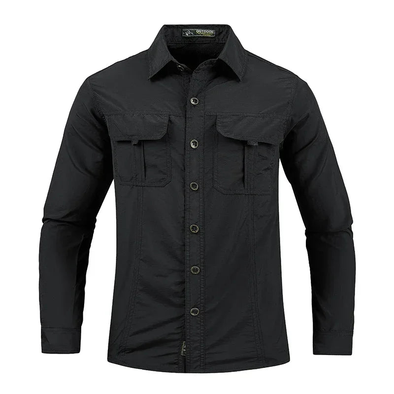 Men's Lightweight Tactical Shirt – Breathable Long Sleeve Outdoor Work Shirt with Sun Protection