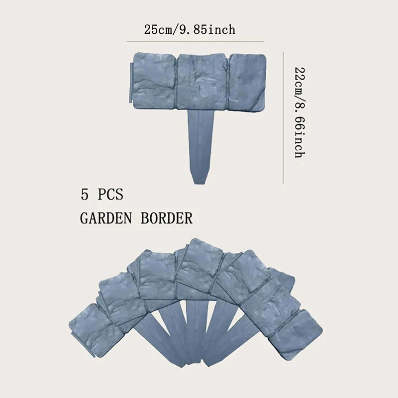 5-10pcs Garden Fence Stakes - Imitation Stone Decorative Plant Border for Lawn, Yard & Landscape DIY Edging