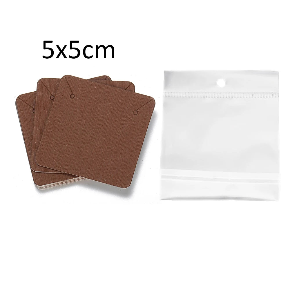 50 Sets Earring & Necklace Display Cards with Self-Seal Kraft Paper Bags – DIY Jewelry Packaging