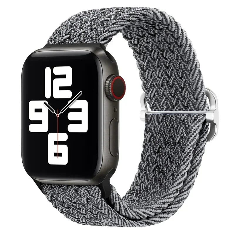 Braided Nylon Apple Watch Band – Adjustable Sport Strap Compatible with Ultra 2, Series 10/9/8/7/6/SE (40–49mm) Wrist Bracelet