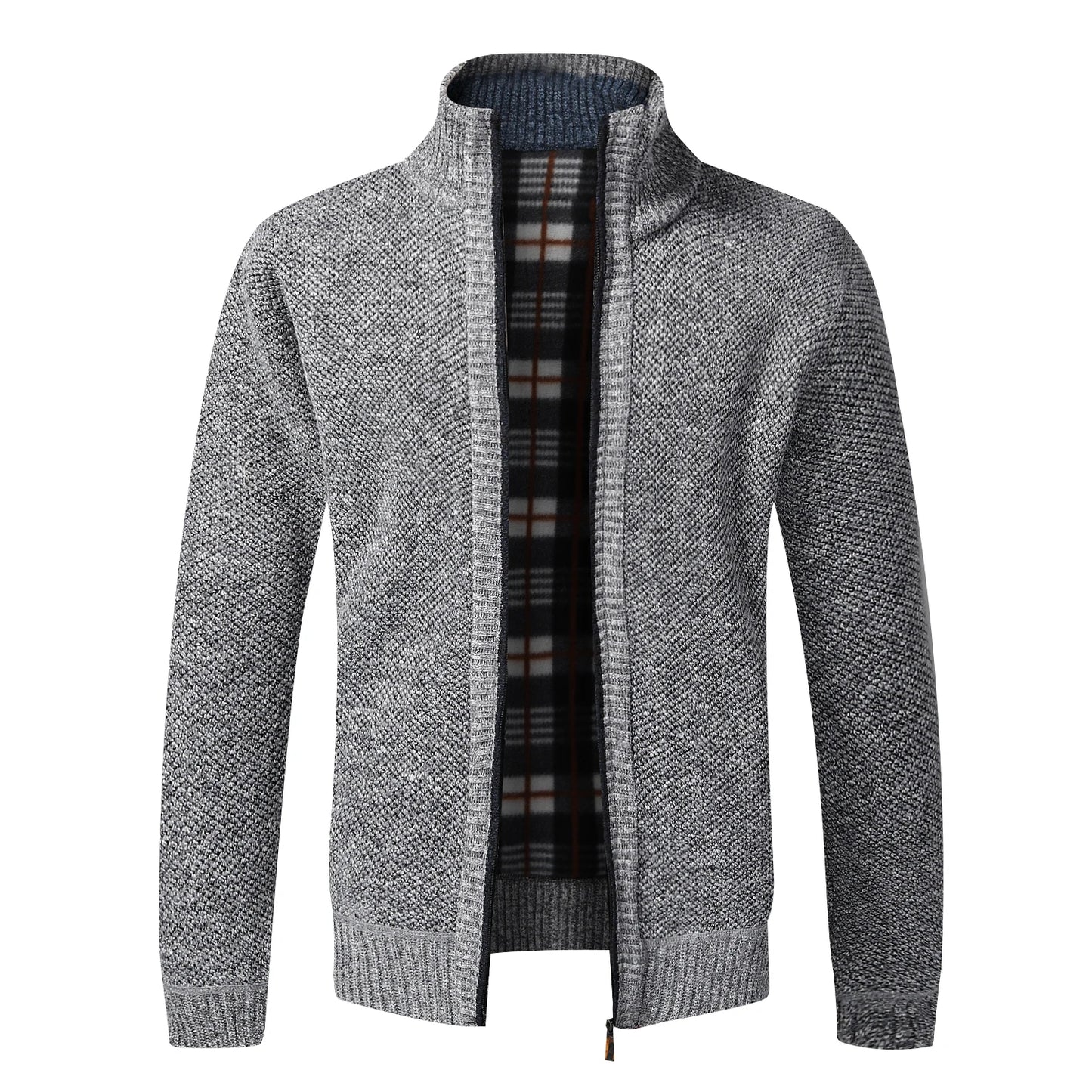 Men's Warm Fleece Cardigan Sweater - Full Zip Slim Fit Knitted Winter Jacket Coat