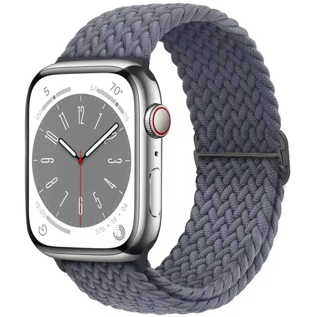 Braided Solo Loop Apple Watch Ultra Band – Elastic Nylon Sport Bracelet for iWatch SE, Series 3–9 (38mm–49mm) Strap