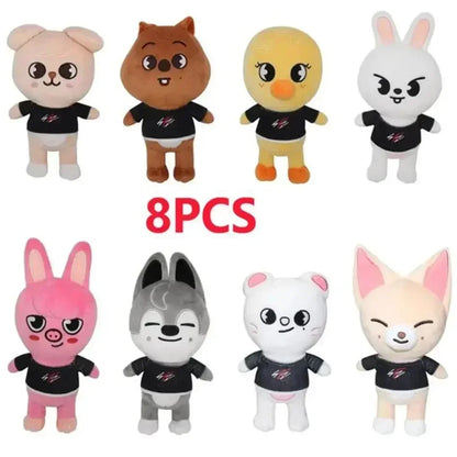 20cm Kawaii Skzoo Plush Toy Set – 8pcs Cartoon Stuffed Animals for Kids, Room Decor & Gifts
