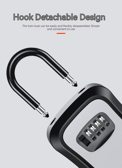 4 Digit Outdoor Password Key Box with Waterproof Steel Wire Hanging Hook - Free Installation & Extended Locking Storage