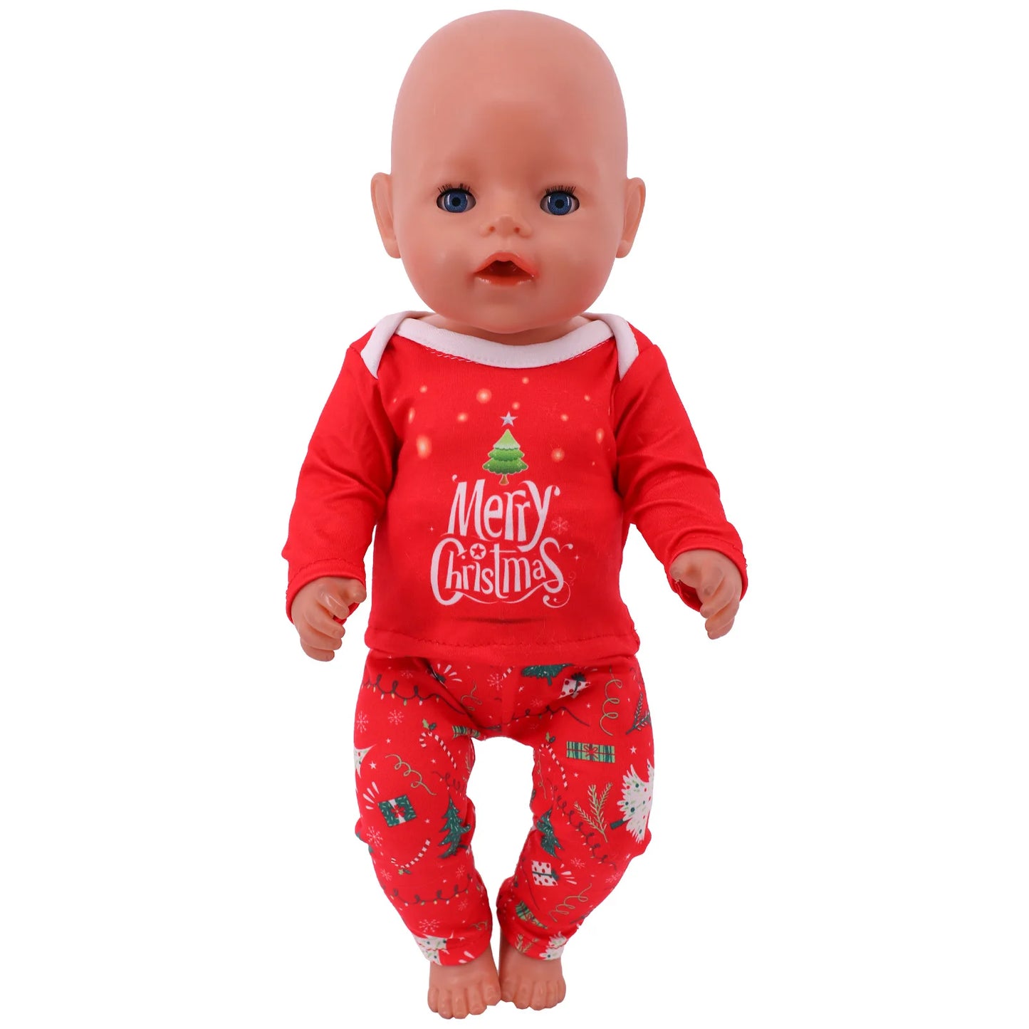 Pop Doll Christmas Outfit — Dress, Top & Pants Set for 18-Inch American and 43CM Reborn Baby Dolls, Our Generation Girl’s Toy Accessories