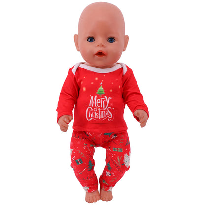 Pop Doll Christmas Outfit — Dress, Top & Pants Set for 18-Inch American and 43CM Reborn Baby Dolls, Our Generation Girl’s Toy Accessories