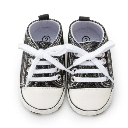 Meckior Baby Flash Canvas Sneakers – Infant First Walkers Soft Sole Anti-Slip Shoes for Boys & Girls