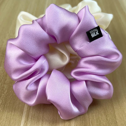 100% Mulberry Silk Hair Scrunchies – 19 Momme Elastic Hair Ties for Women & Girls, Large Soft Ponytail Holders Luxury Hair Accessories