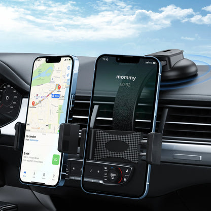 Dual Car Phone Holder – Bendable Memory Neck, 360° Rotatable Adjustable Dash Mount for Cell Phones