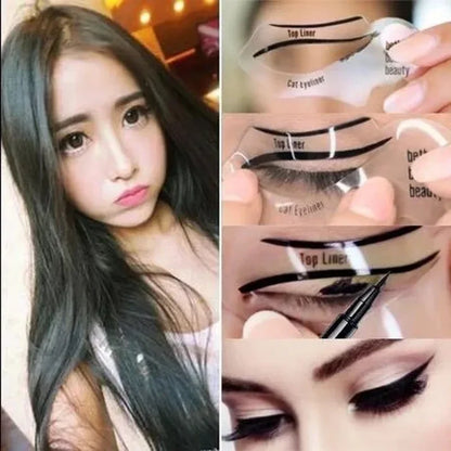 Eyeliner Stencils Set - Winged Eyeliner Shaping Template & Eyebrow Card for Eye Makeup Tools