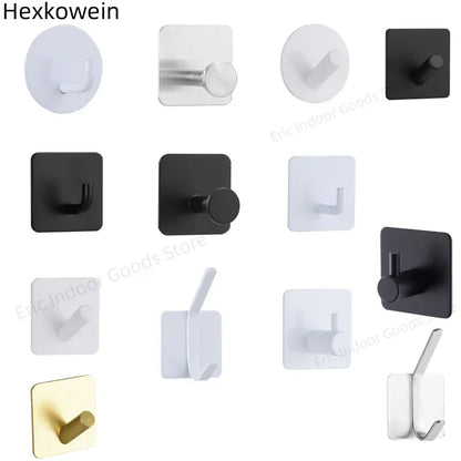 Self-Adhesive Wall Hooks – Multi-Purpose Towel, Coat, Robe, Key, and Bag Hangers for Bathroom, Kitchen, and Home Organization