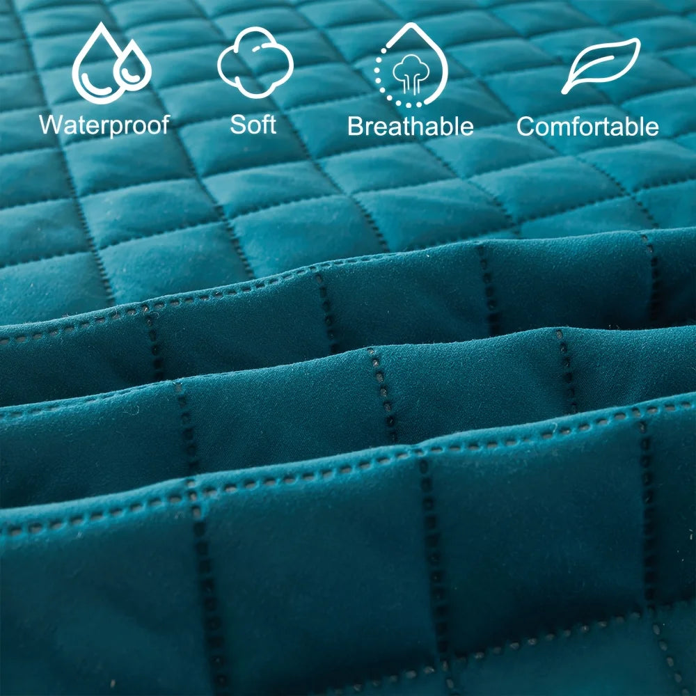 Quilted Waterproof Fitted Sheet – Machine Washable Mattress Protector for Single & Double Beds
