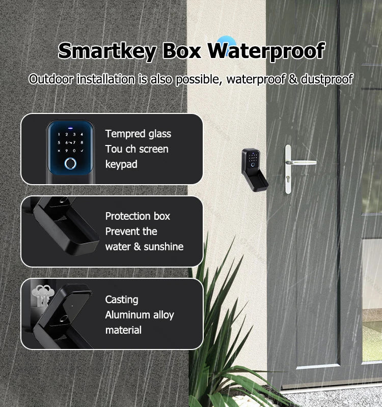 YRHAND TTlock Smart Password Fingerprint Lock Box – Digital Card & Tuya-Compatible Portable IP66 Security for Smart Homes
