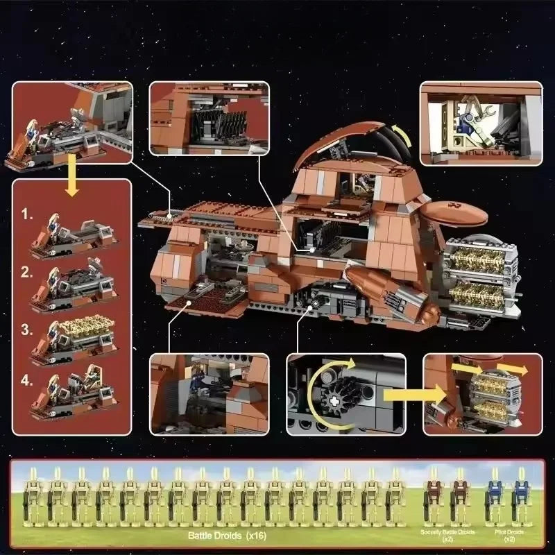 MOC Cosmic Warship & Armored Vehicle Building Blocks — Boys Holiday Gift Model Toy