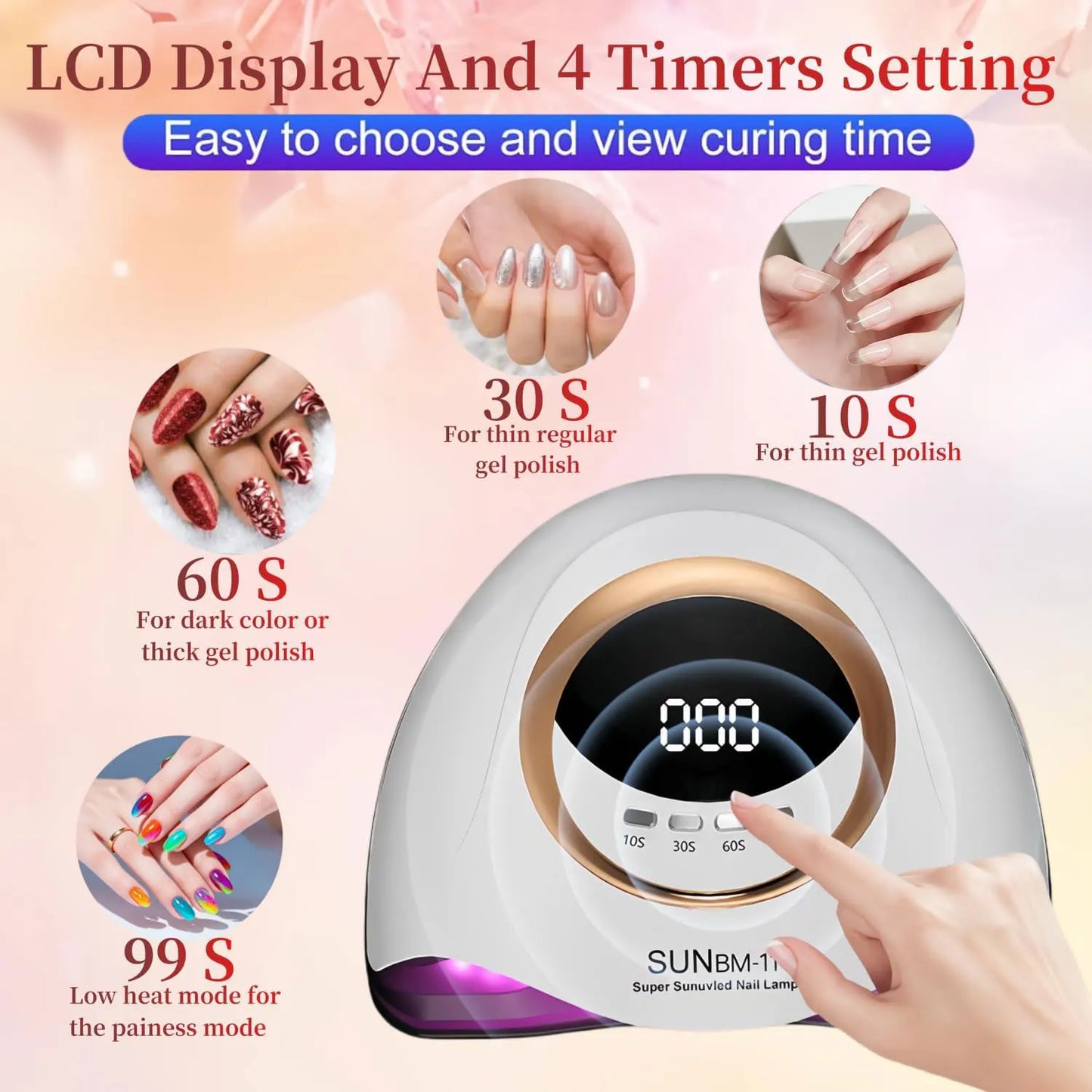 Professional UV LED Nail Lamp – Fast Gel Polish Curing Dryer with 45 LEDs & 4 Timer Settings