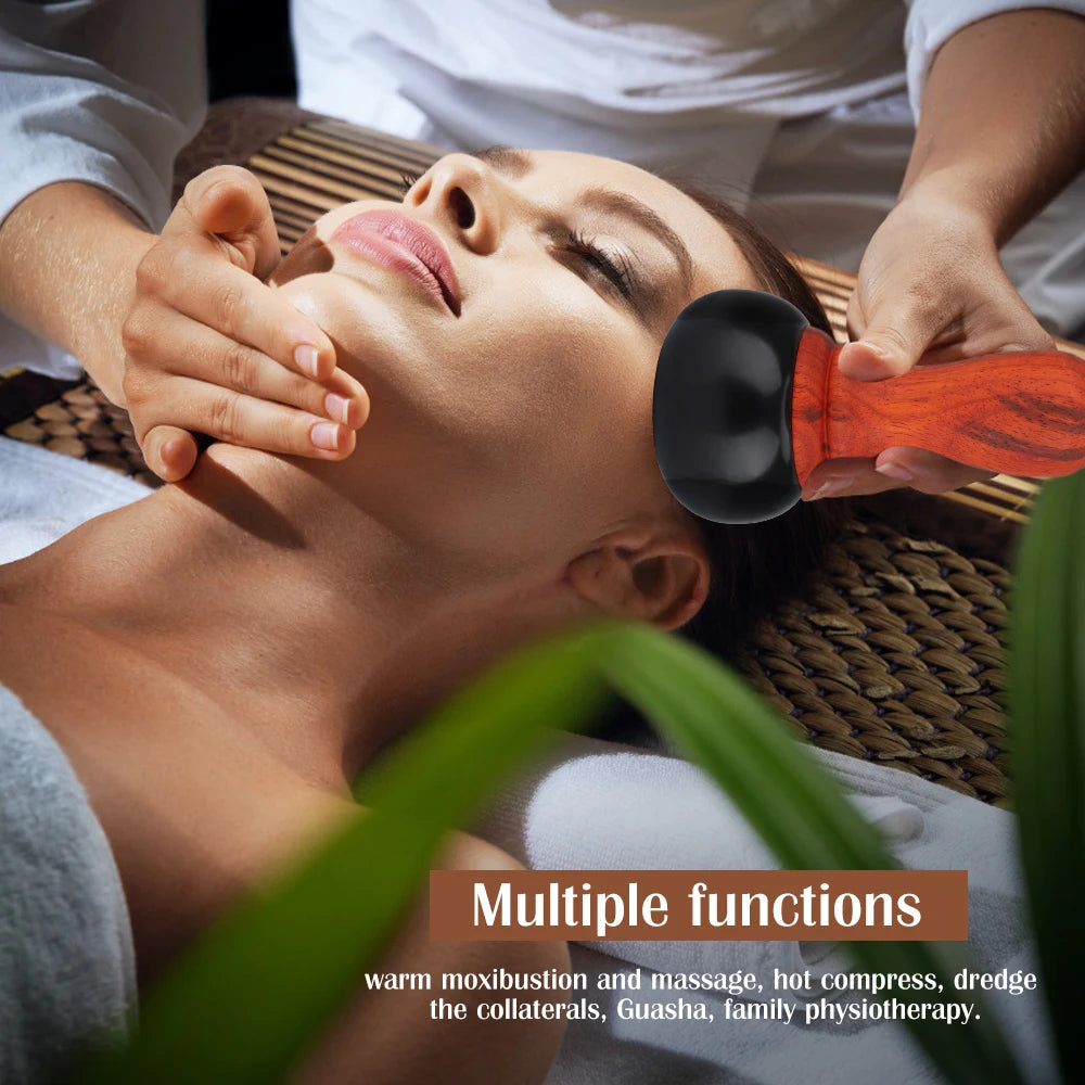 Hot Stone Electric Gua Sha Massager: Natural Bianstone Scraping for Back, Neck, Face - Relax Muscles, Skin Lift Care Spa
